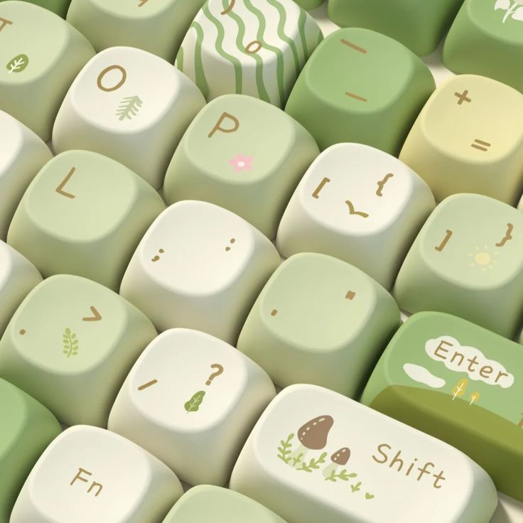 moodboard image displaying a green keyboard