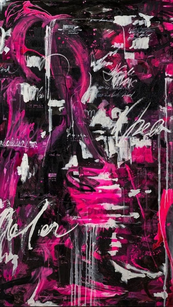 moodboard image displaying a black, white, and pink abstract drawing